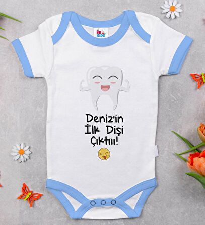 BK Kids Kişiye Özel Mavi Bebek Body Zıbın - Model 92