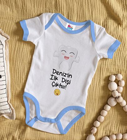 BK Kids Kişiye Özel Mavi Bebek Body Zıbın - Model 92