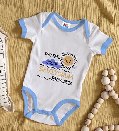 BK Kids Kişiye Özel Mavi Bebek Body Zıbın - Model 93