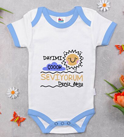 BK Kids Kişiye Özel Mavi Bebek Body Zıbın - Model 93