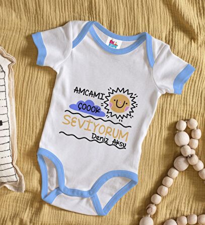 BK Kids Kişiye Özel Mavi Bebek Body Zıbın - Model 94