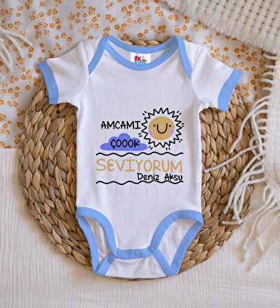 BK Kids Kişiye Özel Mavi Bebek Body Zıbın - Model 94