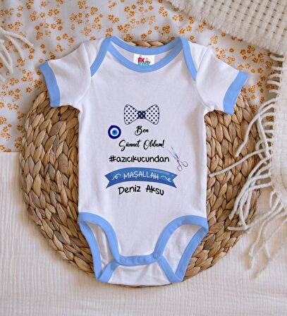 BK Kids Kişiye Özel Mavi Bebek Body Zıbın - Model 98