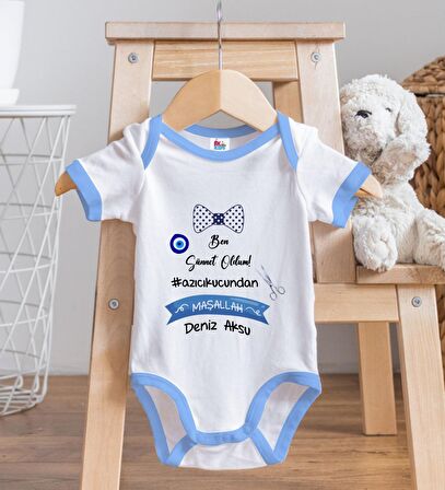 BK Kids Kişiye Özel Mavi Bebek Body Zıbın - Model 98