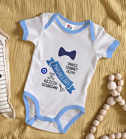 BK Kids Kişiye Özel Mavi Bebek Body Zıbın - Model 99