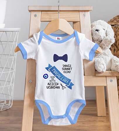 BK Kids Kişiye Özel Mavi Bebek Body Zıbın - Model 99