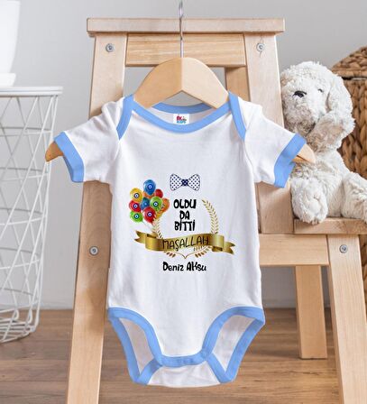BK Kids Kişiye Özel Mavi Bebek Body Zıbın - Model 100