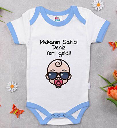 BK Kids Kişiye Özel Mavi Bebek Body Zıbın - Model 103