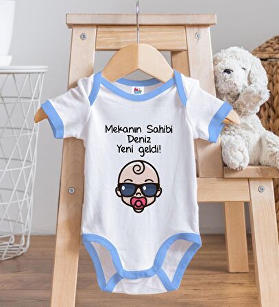 BK Kids Kişiye Özel Mavi Bebek Body Zıbın - Model 103