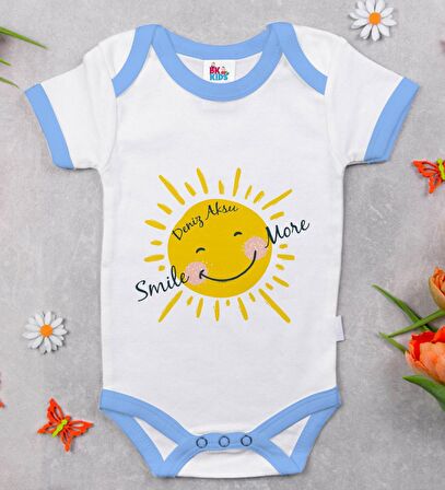 BK Kids Kişiye Özel Mavi Bebek Body Zıbın - Model 106