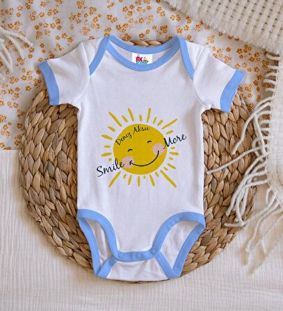 BK Kids Kişiye Özel Mavi Bebek Body Zıbın - Model 106