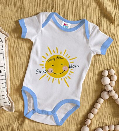 BK Kids Kişiye Özel Mavi Bebek Body Zıbın - Model 106