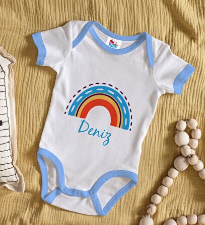 BK Kids Kişiye Özel Mavi Bebek Body Zıbın - Model 108