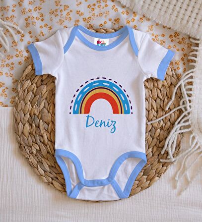 BK Kids Kişiye Özel Mavi Bebek Body Zıbın - Model 108