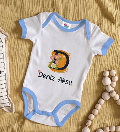 BK Kids Kişiye Özel Mavi Bebek Body Zıbın - Model 109