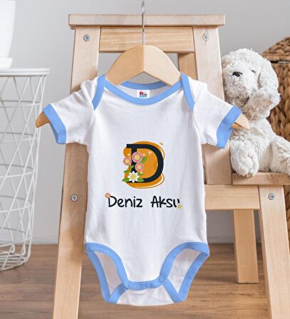 BK Kids Kişiye Özel Mavi Bebek Body Zıbın - Model 109
