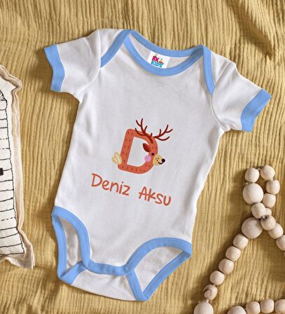 BK Kids Kişiye Özel Mavi Bebek Body Zıbın - Model 110