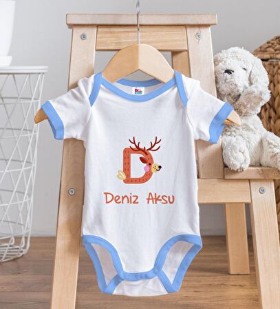 BK Kids Kişiye Özel Mavi Bebek Body Zıbın - Model 110