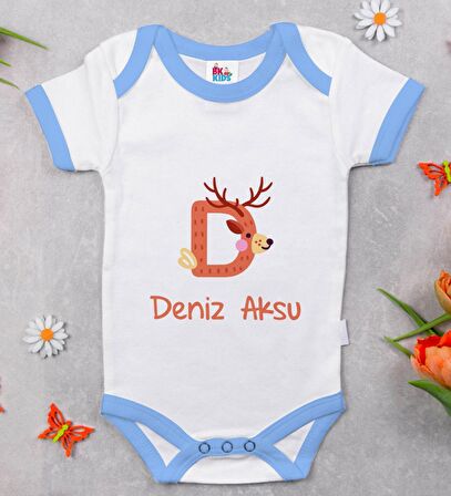 BK Kids Kişiye Özel Mavi Bebek Body Zıbın - Model 110