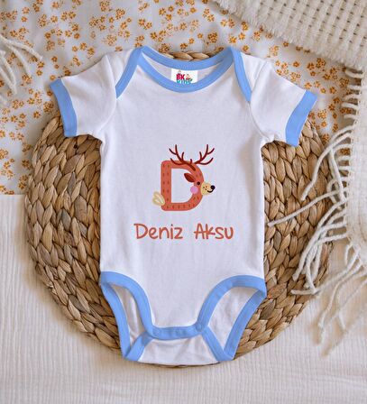 BK Kids Kişiye Özel Mavi Bebek Body Zıbın - Model 110