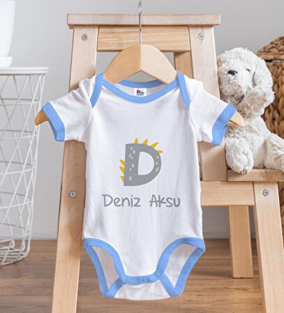 BK Kids Kişiye Özel Mavi Bebek Body Zıbın - Model 111