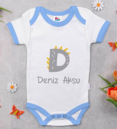 BK Kids Kişiye Özel Mavi Bebek Body Zıbın - Model 111