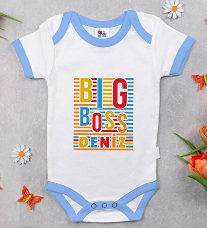 BK Kids Kişiye Özel Mavi Bebek Body Zıbın - Model 112