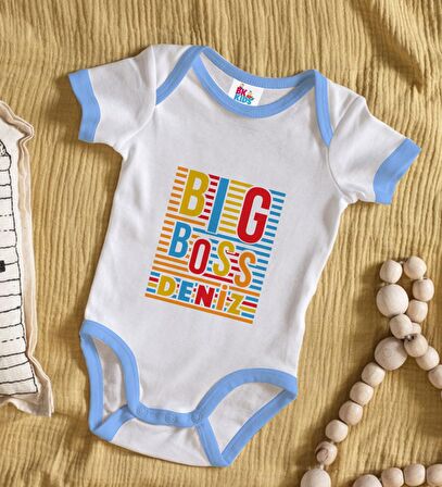 BK Kids Kişiye Özel Mavi Bebek Body Zıbın - Model 112