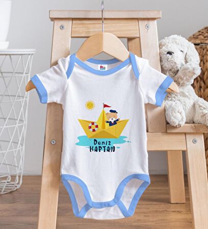 BK Kids Kişiye Özel Mavi Bebek Body Zıbın - Model 114