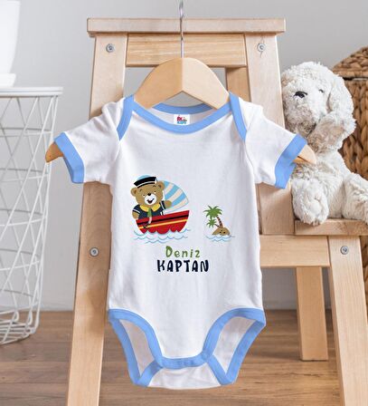 BK Kids Kişiye Özel Mavi Bebek Body Zıbın - Model 115