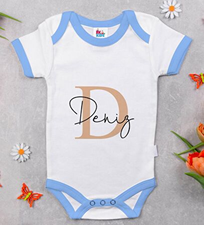 BK Kids Kişiye Özel Mavi Bebek Body Zıbın - Model 116