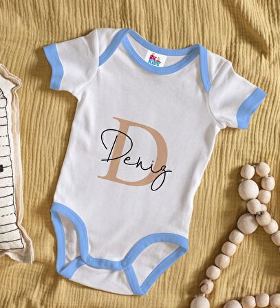 BK Kids Kişiye Özel Mavi Bebek Body Zıbın - Model 116