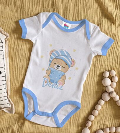 BK Kids Kişiye Özel Mavi Bebek Body Zıbın - Model 120