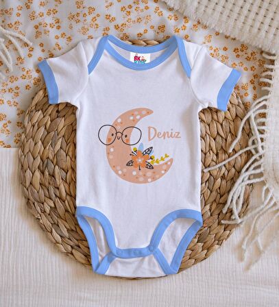 BK Kids Kişiye Özel Mavi Bebek Body Zıbın - Model 121