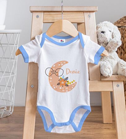 BK Kids Kişiye Özel Mavi Bebek Body Zıbın - Model 121