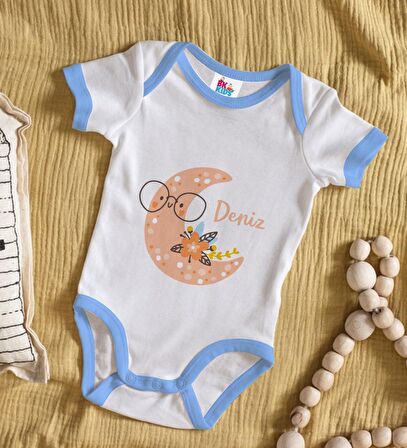 BK Kids Kişiye Özel Mavi Bebek Body Zıbın - Model 121