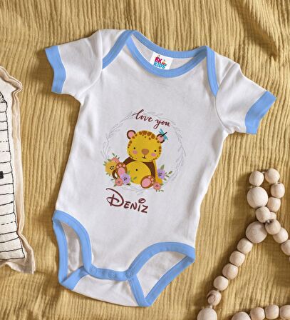 BK Kids Kişiye Özel Mavi Bebek Body Zıbın - Model 128