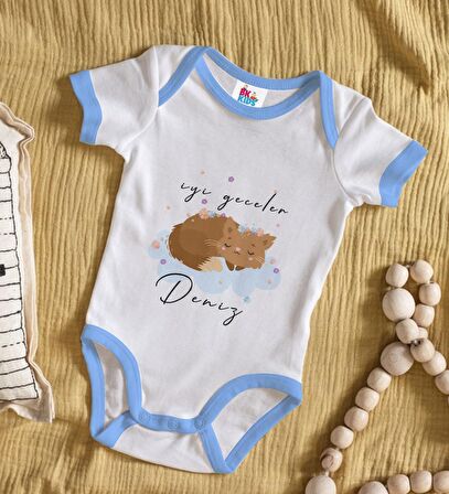 BK Kids Kişiye Özel Mavi Bebek Body Zıbın - Model 129