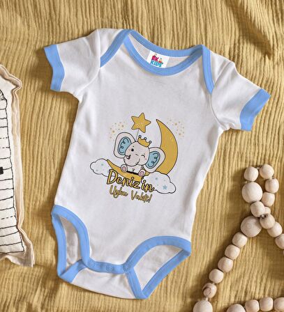 BK Kids Kişiye Özel Mavi Bebek Body Zıbın - Model 131