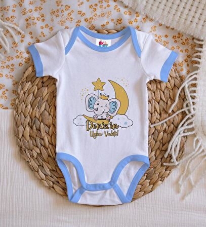 BK Kids Kişiye Özel Mavi Bebek Body Zıbın - Model 131