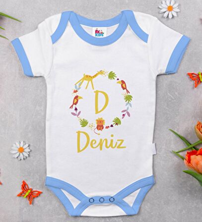 BK Kids Kişiye Özel Mavi Bebek Body Zıbın - Model 132
