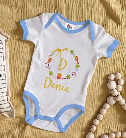 BK Kids Kişiye Özel Mavi Bebek Body Zıbın - Model 132