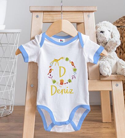 BK Kids Kişiye Özel Mavi Bebek Body Zıbın - Model 132