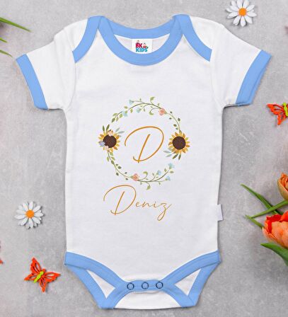 BK Kids Kişiye Özel Mavi Bebek Body Zıbın - Model 134