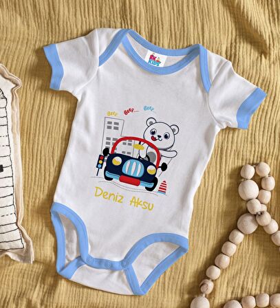 BK Kids Kişiye Özel Mavi Bebek Body Zıbın - Model 139