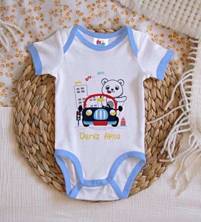 BK Kids Kişiye Özel Mavi Bebek Body Zıbın - Model 139