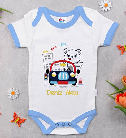 BK Kids Kişiye Özel Mavi Bebek Body Zıbın - Model 139