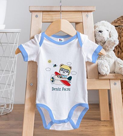 BK Kids Kişiye Özel Mavi Bebek Body Zıbın - Model 139