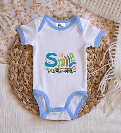 BK Kids Kişiye Özel Mavi Bebek Body Zıbın - Model 140