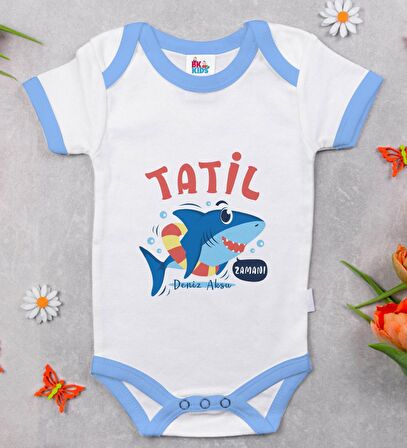 BK Kids Kişiye Özel Mavi Bebek Body Zıbın - Model 141